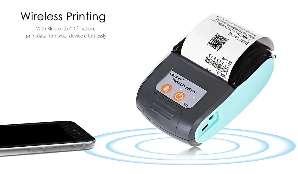 58mm Bluetooth 4.0 Thermal Printer For Phone and Computer To Print Bill POS Receipt Thermal Bluetooth Printer PT210 Model
