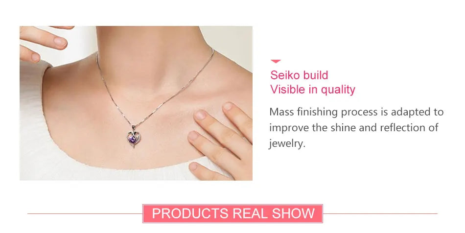 ZDADAN 925 Sterling Silver Heart Crystal Necklace For Women Fashion Jewelry Accessories