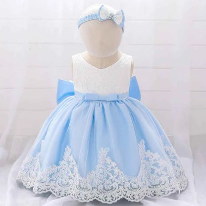 Infant White Pink First 1st Birthday Dress For Baby Girl Costume Big Bow Princess Baptism Girls Dresses Party Dress Child