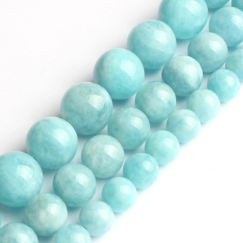 Real Natural Blue Stone Beads Turquoises Agates Amazonite Jades Tiger Eye Round Beads for DIY Couple's Bracelet Jewelry Making - AMULET RING STORE