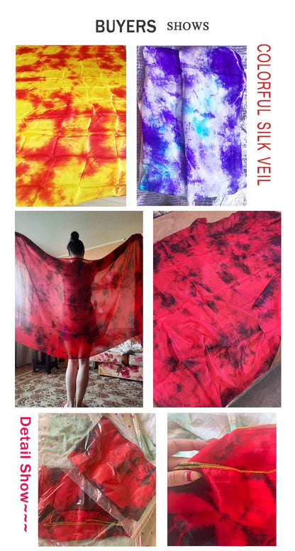 Silk Shawl For Belly Dancing Shawls Belly Dance Silk Veil Scarves Face Customized Hand Thrown Scarf Gradient 200cm 250cm 270cm