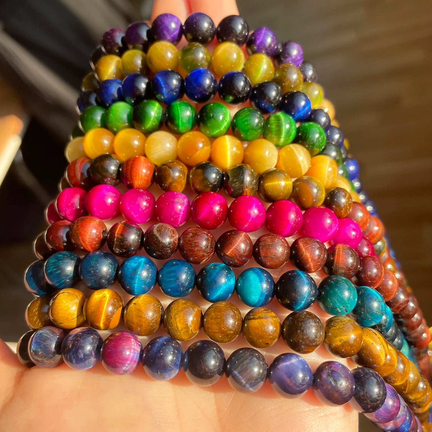 Natural Stone Multicolor Tiger Eye Round Loose Beads For Jewelry Making 4 6 8 10 12 14mm DIY Bracelet Accessories 15'' Strands - AMULET RING STORE