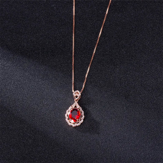 Genuine Real 14 K Rose Gold Pendant Natural Ruby Necklace Jewelry Slide Joyeria Fina Para Mujer Gemstone 14K Collares Necklaces