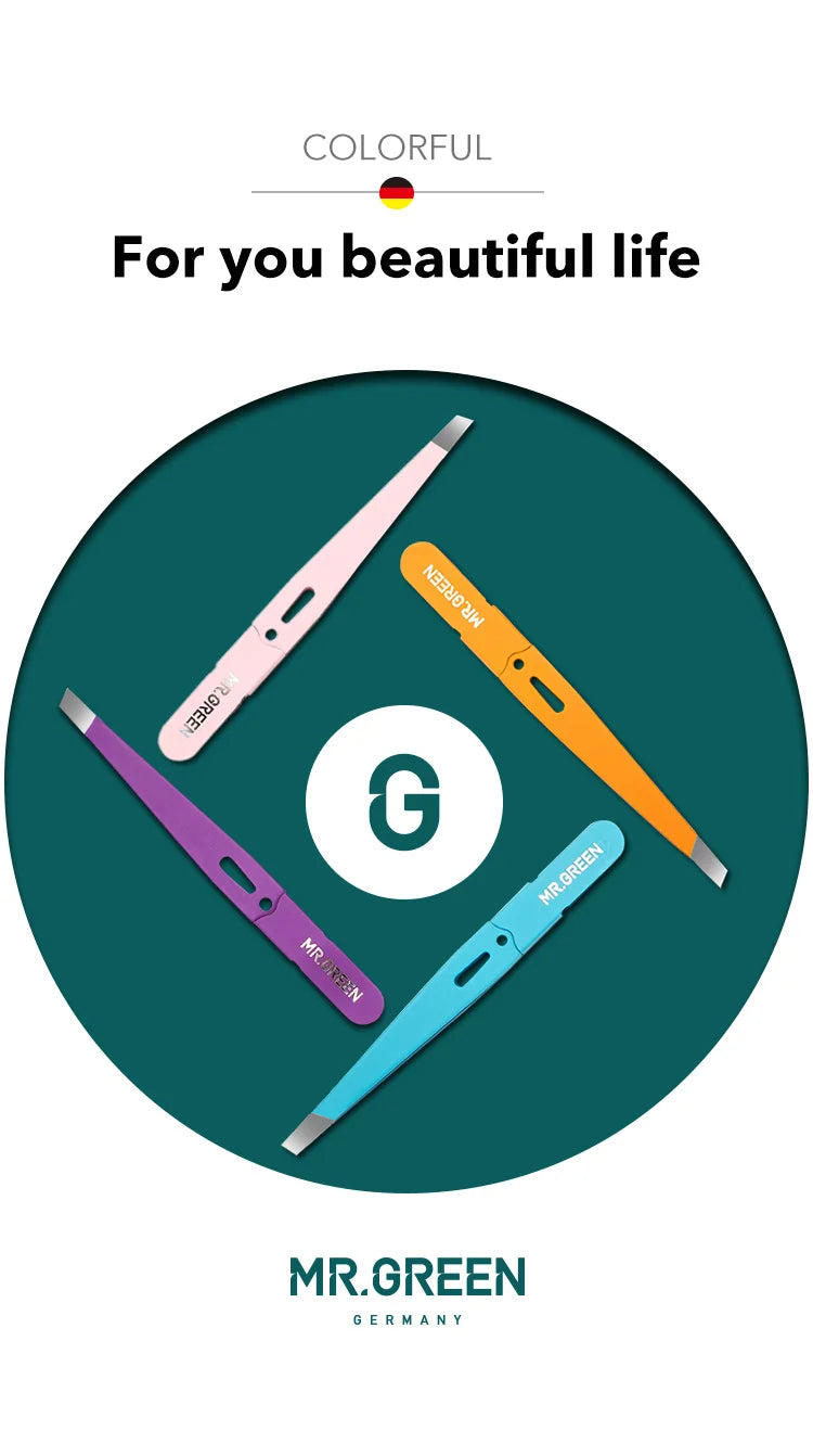 MR.GREEN Eyebrow Tweezer Colorful Hair Beauty Fine Hairs Puller Stainless Steel Slanted Eye Brow Clips Removal Makeup Tools - AMULET RING STORE