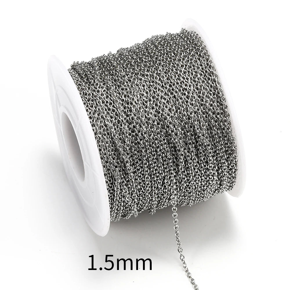 10 m/roll Stainless Steel Cable Chain 1.2 1.5 2.0 2.5 mm O Link Bulk Necklace Chain for DIY Jewelry Making Bracelet Accessories - AMULET RING STORE