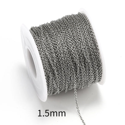 10 m/roll Stainless Steel Cable Chain 1.2 1.5 2.0 2.5 mm O Link Bulk Necklace Chain for DIY Jewelry Making Bracelet Accessories - AMULET RING STORE