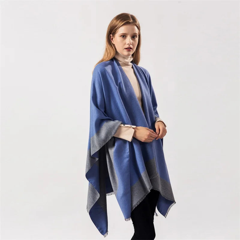 Winter Fashion Poncho Women Capes Scarf Imitation Cashmere Ladies Scarves Warm Shawls Wraps Woman Ponchos Bufanda Mujer Foulard