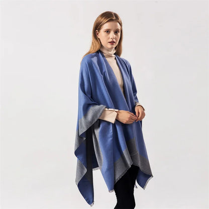 Winter Fashion Poncho Women Capes Scarf Imitation Cashmere Ladies Scarves Warm Shawls Wraps Woman Ponchos Bufanda Mujer Foulard
