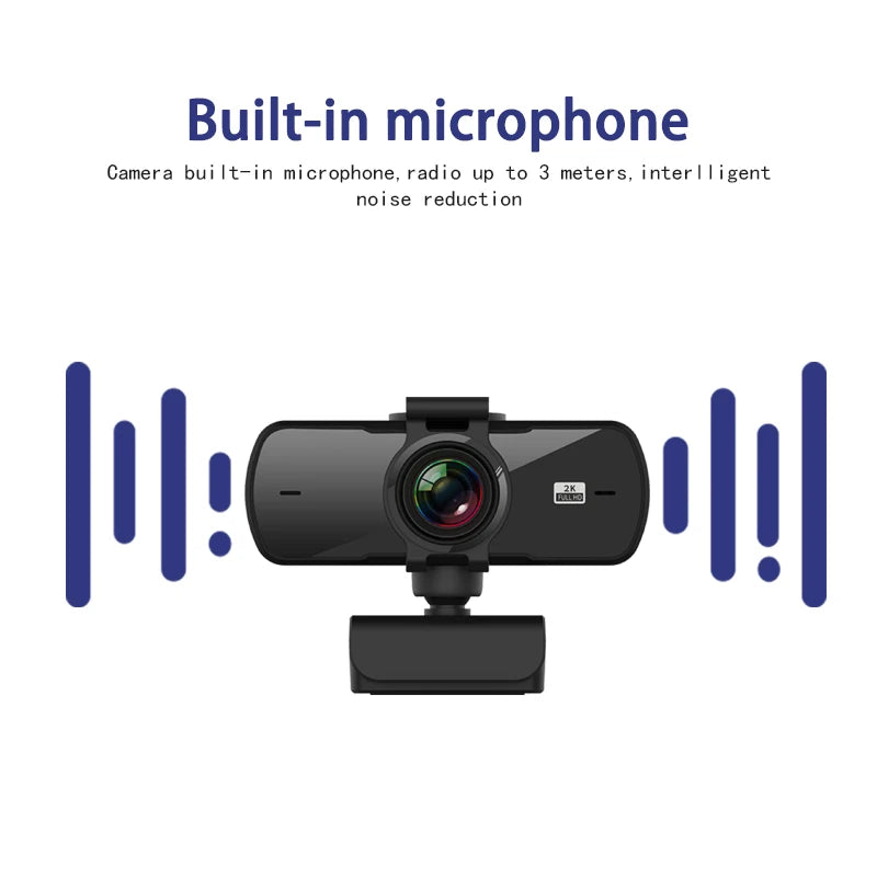 Webcam 2K Full HD 1080P Web Camera Autofocus With Microphone USB Web Cam For PC Computer Mac Laptop Desktop YouTube Webcamera