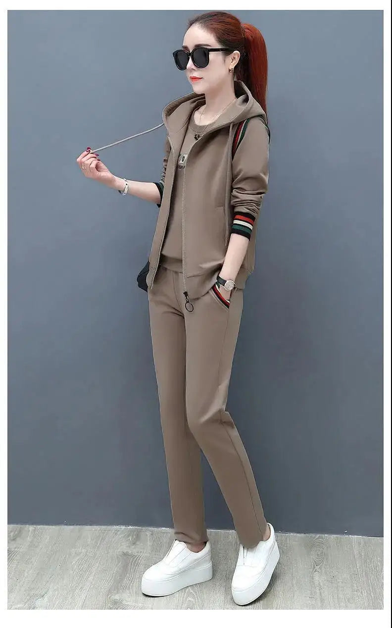 3pcs Autumn Women's Clothing Sets Long Sleeve Tops+pants Outfits Casual Sports Female Clothes Sets 2022