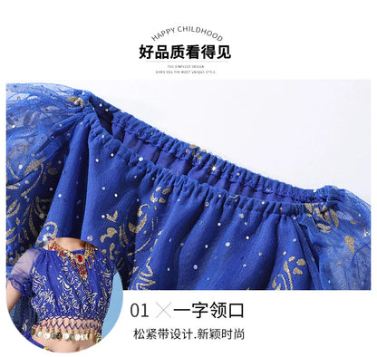 Children Indian Belly Dance Costume Girl Dress Bollywood Belly Dance 4Pcs/Set Performance Kids With Coins Accessories