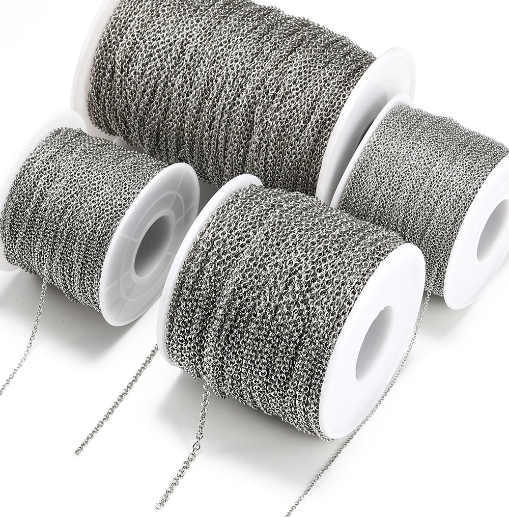 10 m/roll Stainless Steel Cable Chain 1.2 1.5 2.0 2.5 mm O Link Bulk Necklace Chain for DIY Jewelry Making Bracelet Accessories - AMULET RING STORE