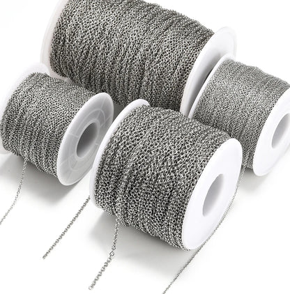 10 m/roll Stainless Steel Cable Chain 1.2 1.5 2.0 2.5 mm O Link Bulk Necklace Chain for DIY Jewelry Making Bracelet Accessories - AMULET RING STORE