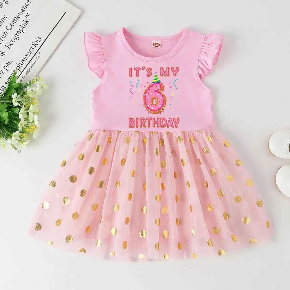 Baby Girl 1-6 Year Dress Cute Donut Number Birthday Outfit Girl Baby Dress Summer Clothes Kids Girl Party Tutu Outfits Dresses
