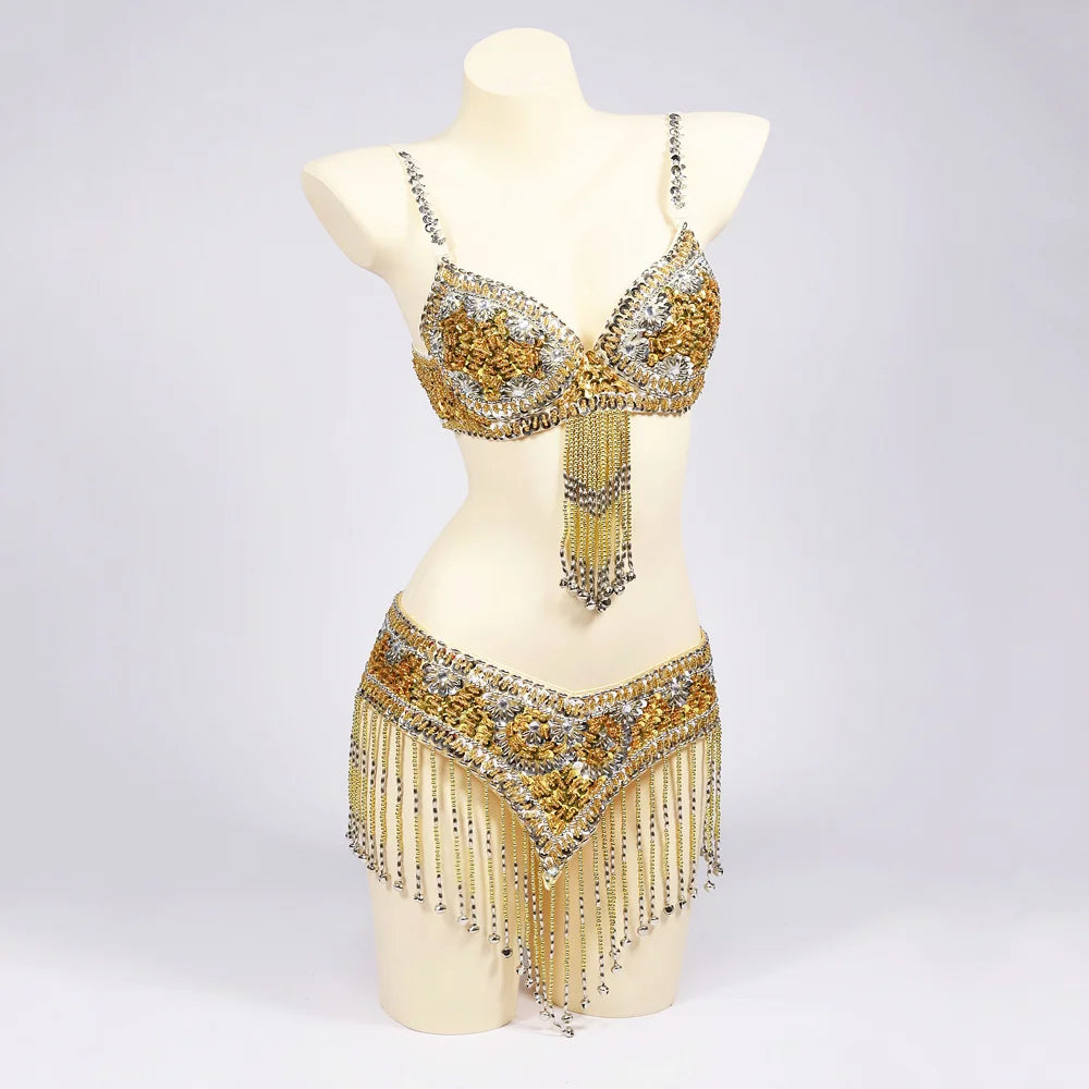 Special Customizable Hand Beaded Oriental Belly Dance Costumes Bra or Belt Separately XL Size 20-30 days