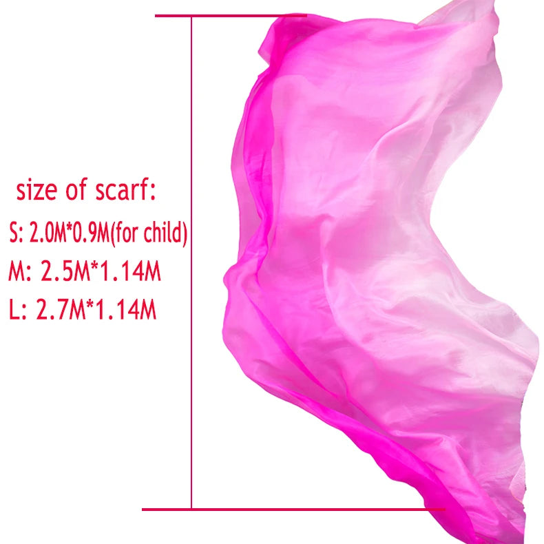 Silk Shawl For Belly Dancing Shawls Belly Dance Silk Veil Scarves Face Customized Hand Thrown Scarf Gradient 200cm 250cm 270cm