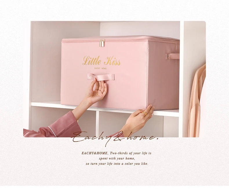 Foldable Storage Box Clothing Quilt Organizer Fabric Caja Organizadora Clothes Container Closet Home Organizer Large Capacity - AMULET RING STORE