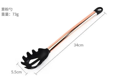 Silicone Kitchenware Large Colander Spatula Soup Spoon Rose Gold Stainless Steel Non-stick Home Kitchen Supplies Cooking Tools