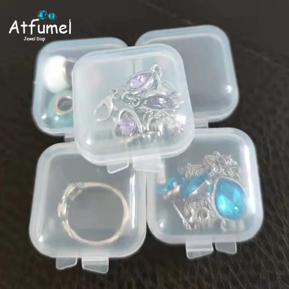 Transperant Square Diamond Jewelry Storage Box Stone Display Case Round Gemstone Organizer 1Pc Small Coin Ring Travel Gift Box - AMULET RING STORE
