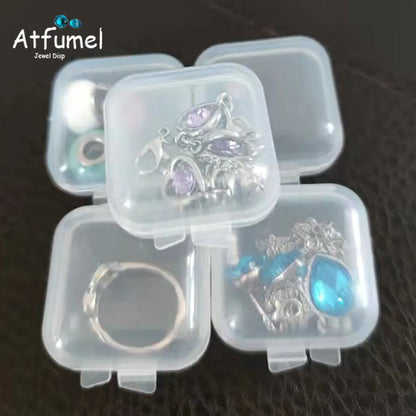 Transperant Square Diamond Jewelry Storage Box Stone Display Case Round Gemstone Organizer 1Pc Small Coin Ring Travel Gift Box - AMULET RING STORE