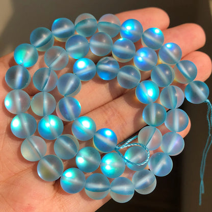 Real Natural Blue Stone Beads Turquoises Agates Amazonite Jades Tiger Eye Round Beads for DIY Couple's Bracelet Jewelry Making - AMULET RING STORE