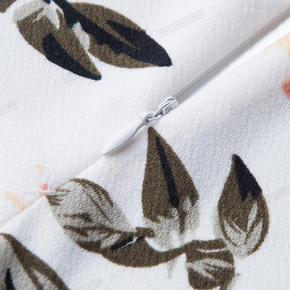 Nice-forever Vintage Elegant Floral Print Pleated Round neck vestidos A-Line Pinup Business Party Women Flare Swing Dress A102