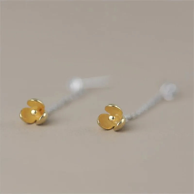 New Fashion Personality Hanging Golden 925 Sterling Silver Jewelry Sweet Temperament Turmeric Flower Dangle Earrings E109