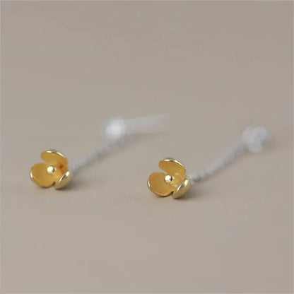 New Fashion Personality Hanging Golden 925 Sterling Silver Jewelry Sweet Temperament Turmeric Flower Dangle Earrings E109