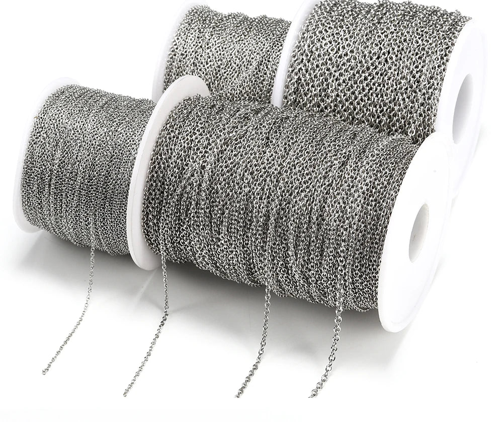 10 m/roll Stainless Steel Cable Chain 1.2 1.5 2.0 2.5 mm O Link Bulk Necklace Chain for DIY Jewelry Making Bracelet Accessories - AMULET RING STORE