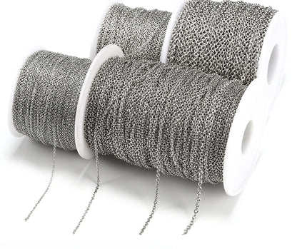 10 m/roll Stainless Steel Cable Chain 1.2 1.5 2.0 2.5 mm O Link Bulk Necklace Chain for DIY Jewelry Making Bracelet Accessories - AMULET RING STORE