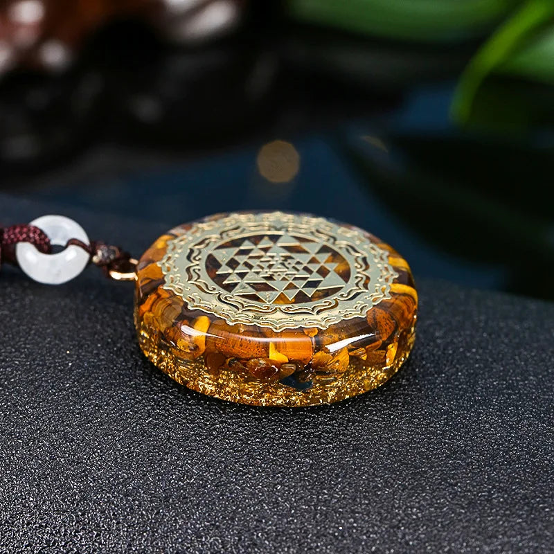 Orgonite Energy Lotus Pendant Necklace Turquoises Reiki Om Yoga Healing EMF Resin Sri Yantra Necklace Jewelry Gifts Dropshipping