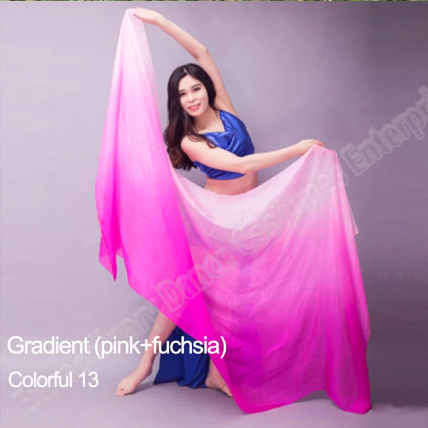 Silk Shawl For Belly Dancing Shawls Belly Dance Silk Veil Scarves Face Customized Hand Thrown Scarf Gradient 200cm 250cm 270cm