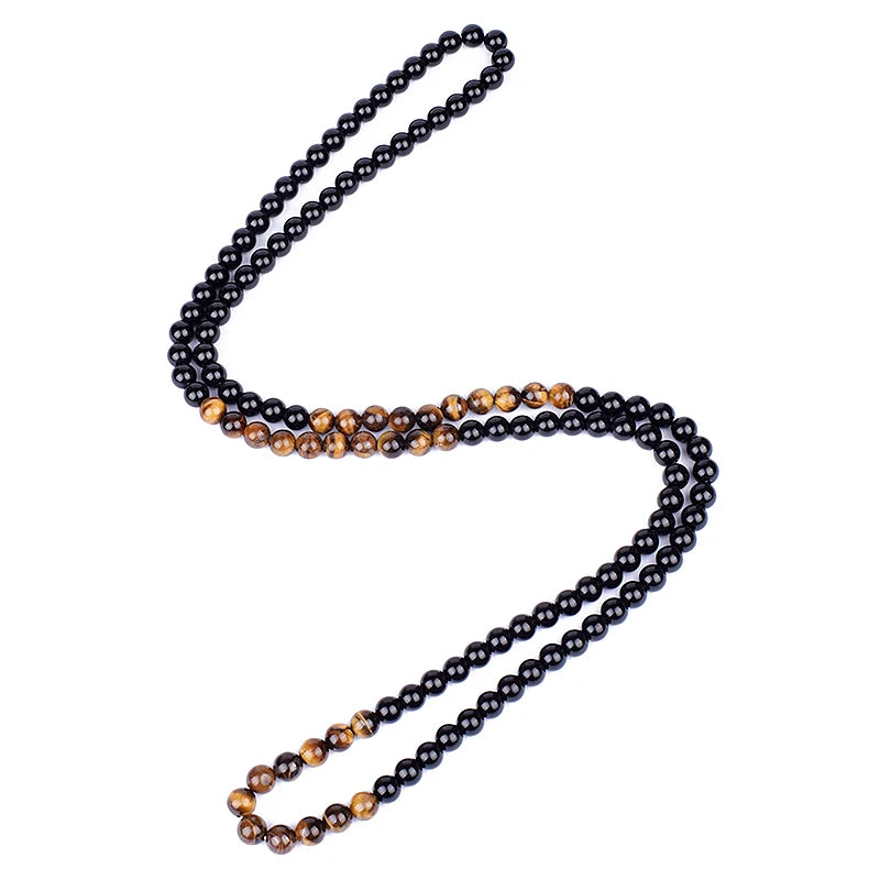 Natural Tiger Eye Stone Beads Necklaces Men Fashion Meditation Yoga Necklaces for Women New Design Handmade Reiki Prayer Jewelry