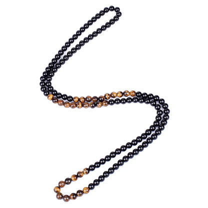 Natural Tiger Eye Stone Beads Necklaces Men Fashion Meditation Yoga Necklaces for Women New Design Handmade Reiki Prayer Jewelry