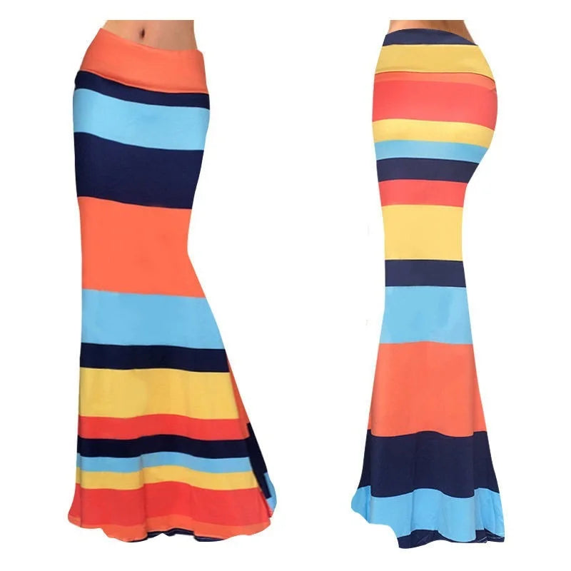 Spring Summer Maxi Skirts Womens Casual Print Women High Waist Stretch Wrapped Hip Skirt Long Y2k Skirts Woman Clothes Faldas