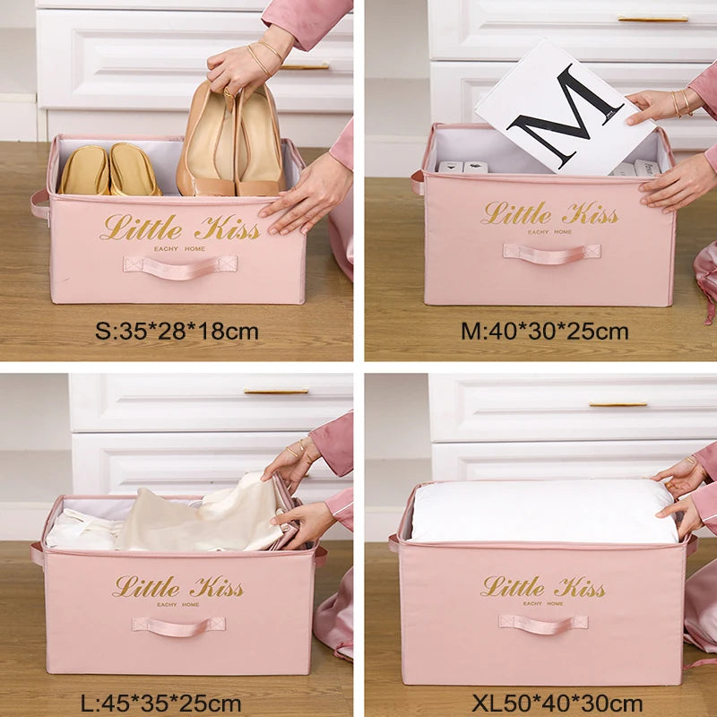 Foldable Storage Box Clothing Quilt Organizer Fabric Caja Organizadora Clothes Container Closet Home Organizer Large Capacity - AMULET RING STORE