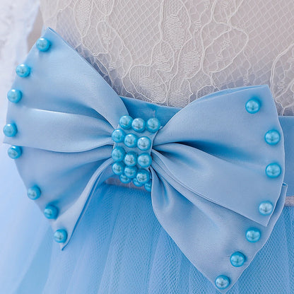 Newborn Long Sleeve Baby Girl Dresses Party Wedding Girl Lace Big Bow Dresses Infant Girl 1st Birthday Princess Baptism Dress