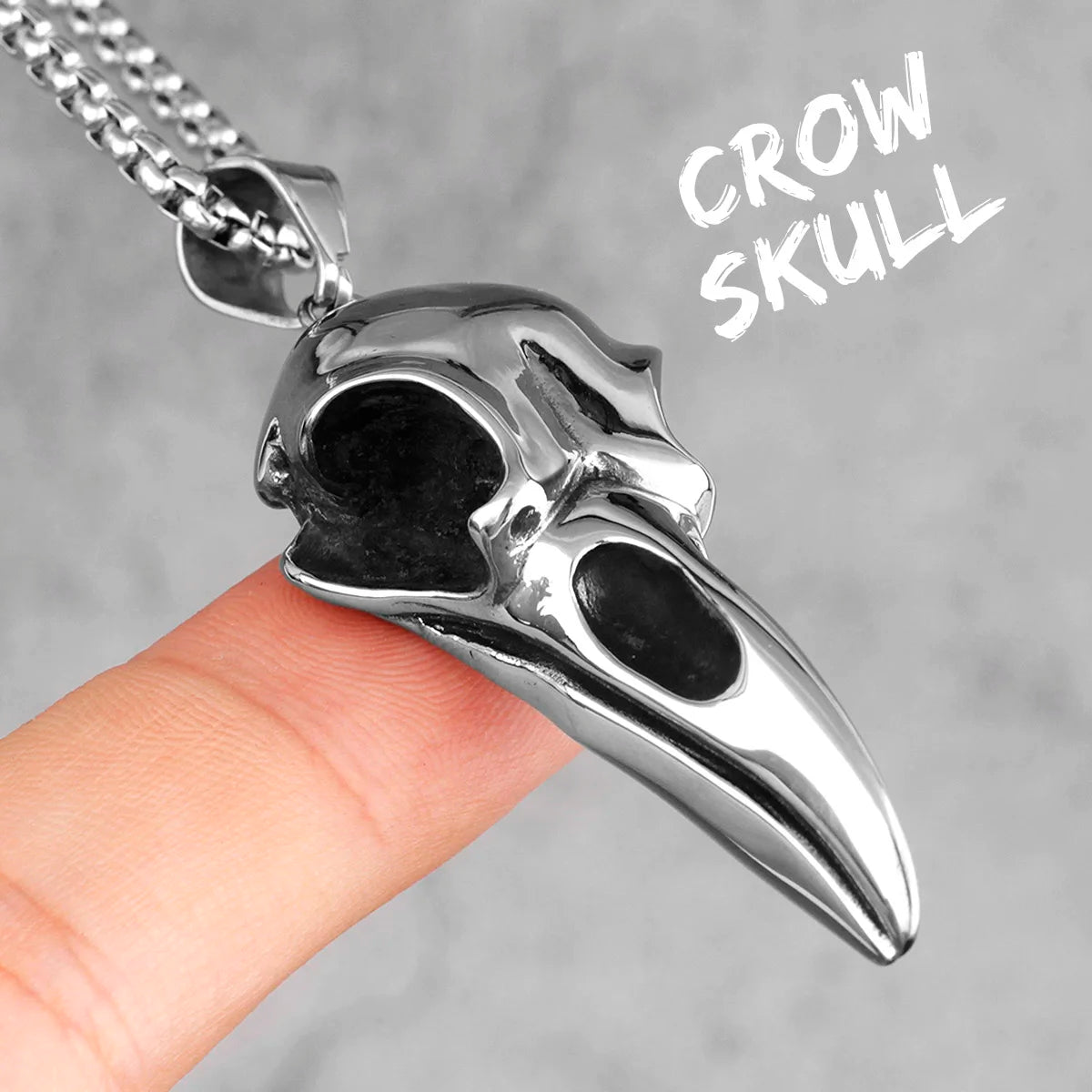 Stainless Steel Men Necklaces Chain Pendants Crow Bird Eagle Skull Punk Rock Hip Hop Cool for Male Boy Fashion Jewelry Gift