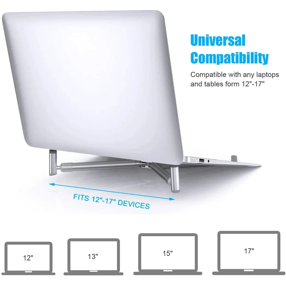 Portable Laptop Stand Aluminum Alloy Holder Foldable Universal Notebook PC Riser Support for Macbook Pro Android 12~17in Laptop - AMULET RING STORE