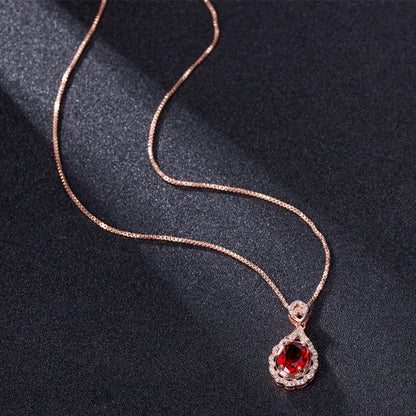 Genuine Real 14 K Rose Gold Pendant Natural Ruby Necklace Jewelry Slide Joyeria Fina Para Mujer Gemstone 14K Collares Necklaces