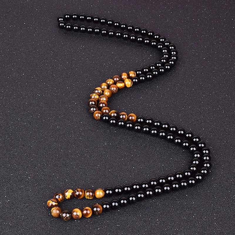 Natural Tiger Eye Stone Beads Necklaces Men Fashion Meditation Yoga Necklaces for Women New Design Handmade Reiki Prayer Jewelry