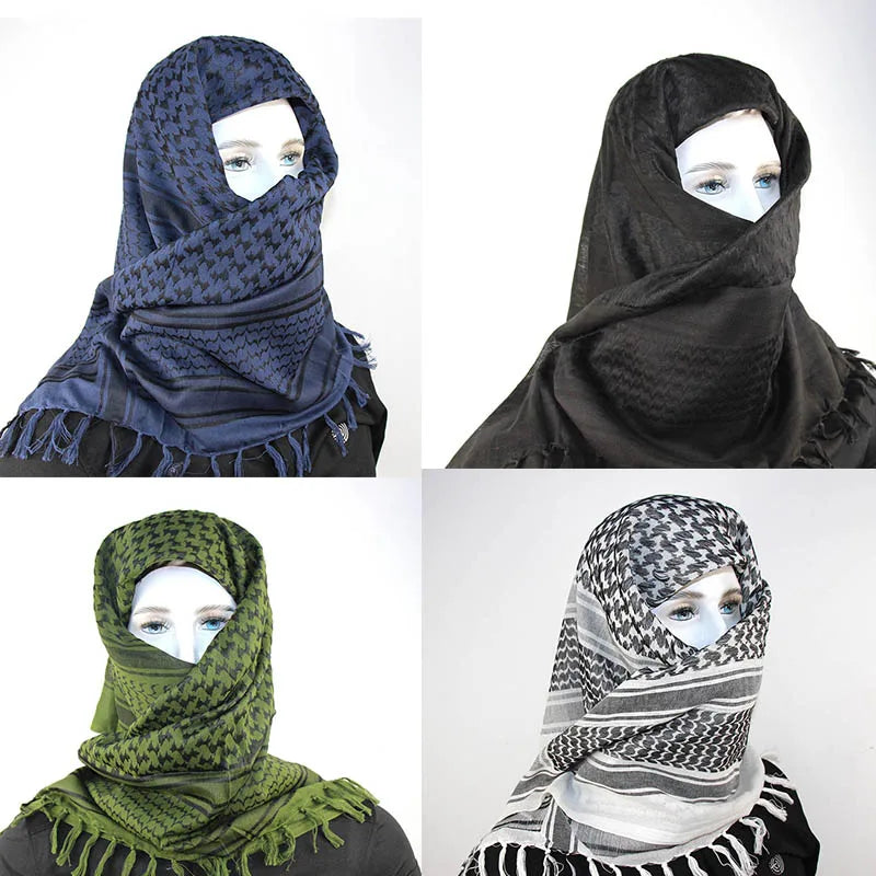 Hot sale Arab Keffiyeh Shemagh Scarf Cotton Winter Shawl Neck Warmer Cover Head Wrap Windproof Tactical Camping Scarf Men Women - AMULET RING STORE
