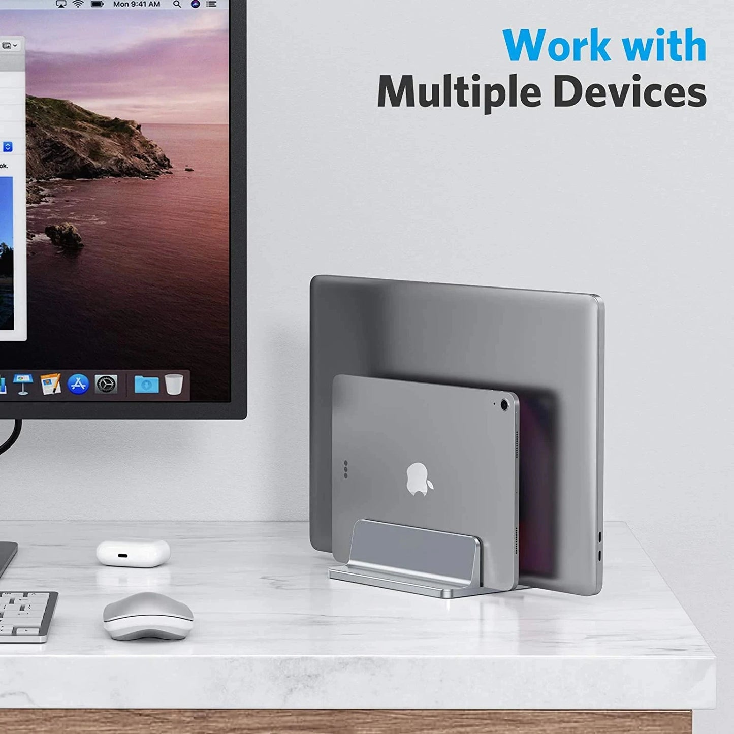 Vertical Laptop Stand Aluminium Adjustable Portable Notebook Mount Support Base Holder For MacBook Pro Air Accessory Book Holder - AMULET RING STORE