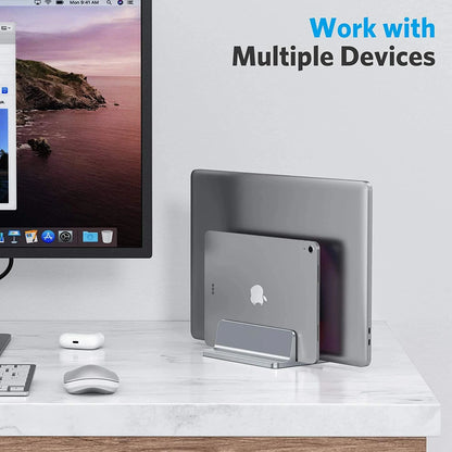 Vertical Laptop Stand Aluminium Adjustable Portable Notebook Mount Support Base Holder For MacBook Pro Air Accessory Book Holder - AMULET RING STORE