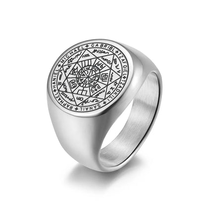 The Key of Solomon Rings Stainless Steel The Seal of the Seven Archangels Ring Amulet