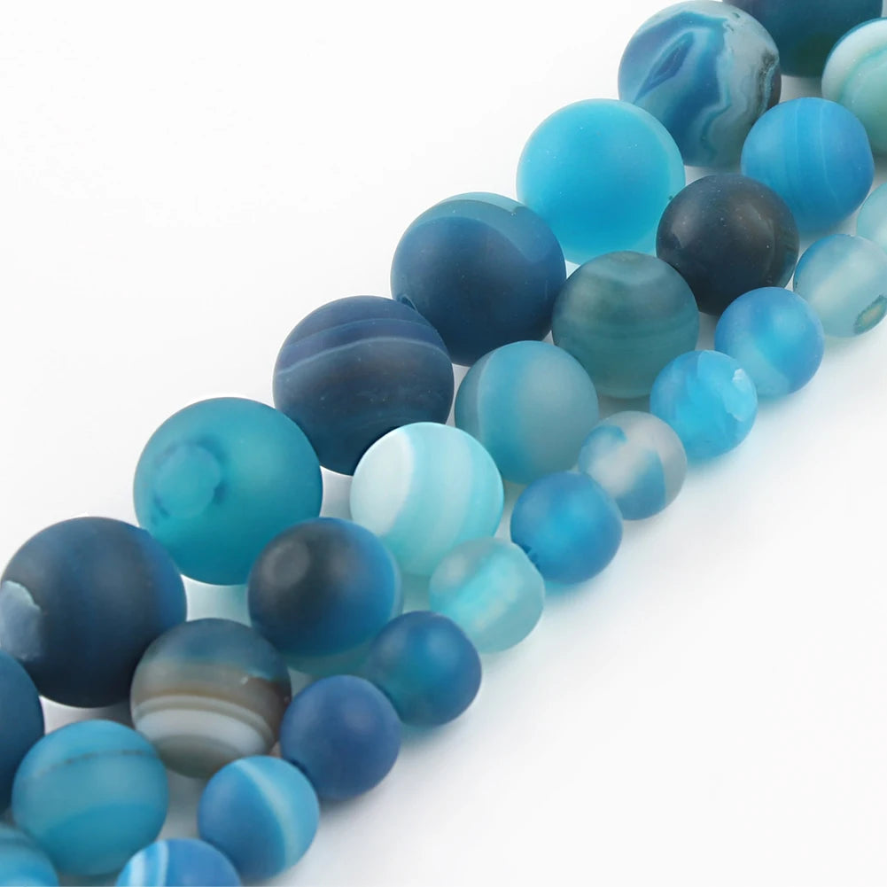 Real Natural Blue Stone Beads Turquoises Agates Amazonite Jades Tiger Eye Round Beads for DIY Couple's Bracelet Jewelry Making - AMULET RING STORE