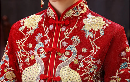 Traditional Chinese Wedding Dress Oriental Style Dresses China Clothing Size 6XL 2020 Modern Cheongsam Red Qipao Long
