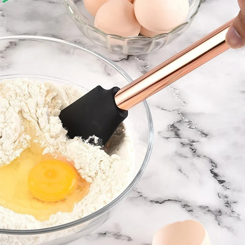 Silicone Kitchenware Large Colander Spatula Soup Spoon Rose Gold Stainless Steel Non-stick Home Kitchen Supplies Cooking Tools