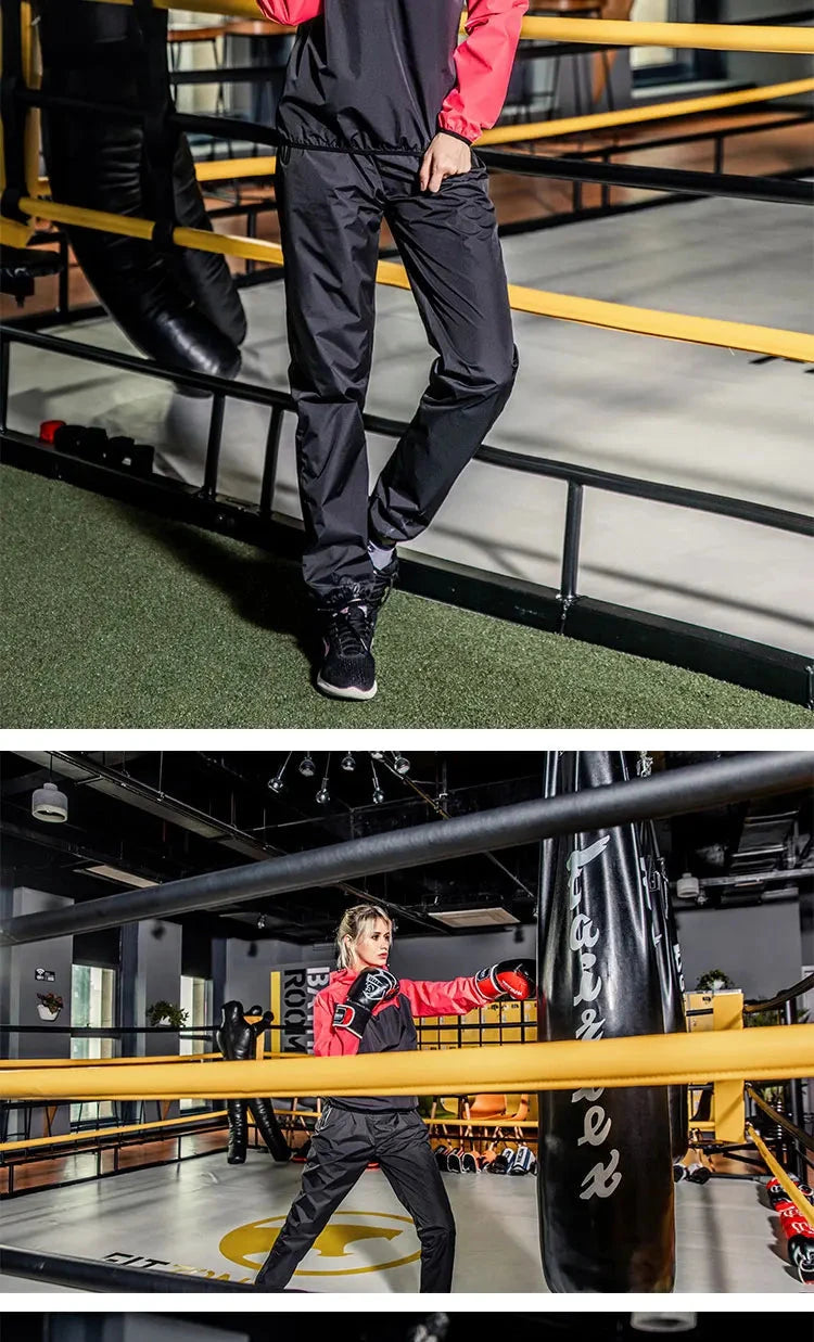 Sauna Suit Women Gym Clothing Set Men Pullover Hoodies Tops Running Fitness Exercise Sportswear Weight Loss Sweating Sports Suit