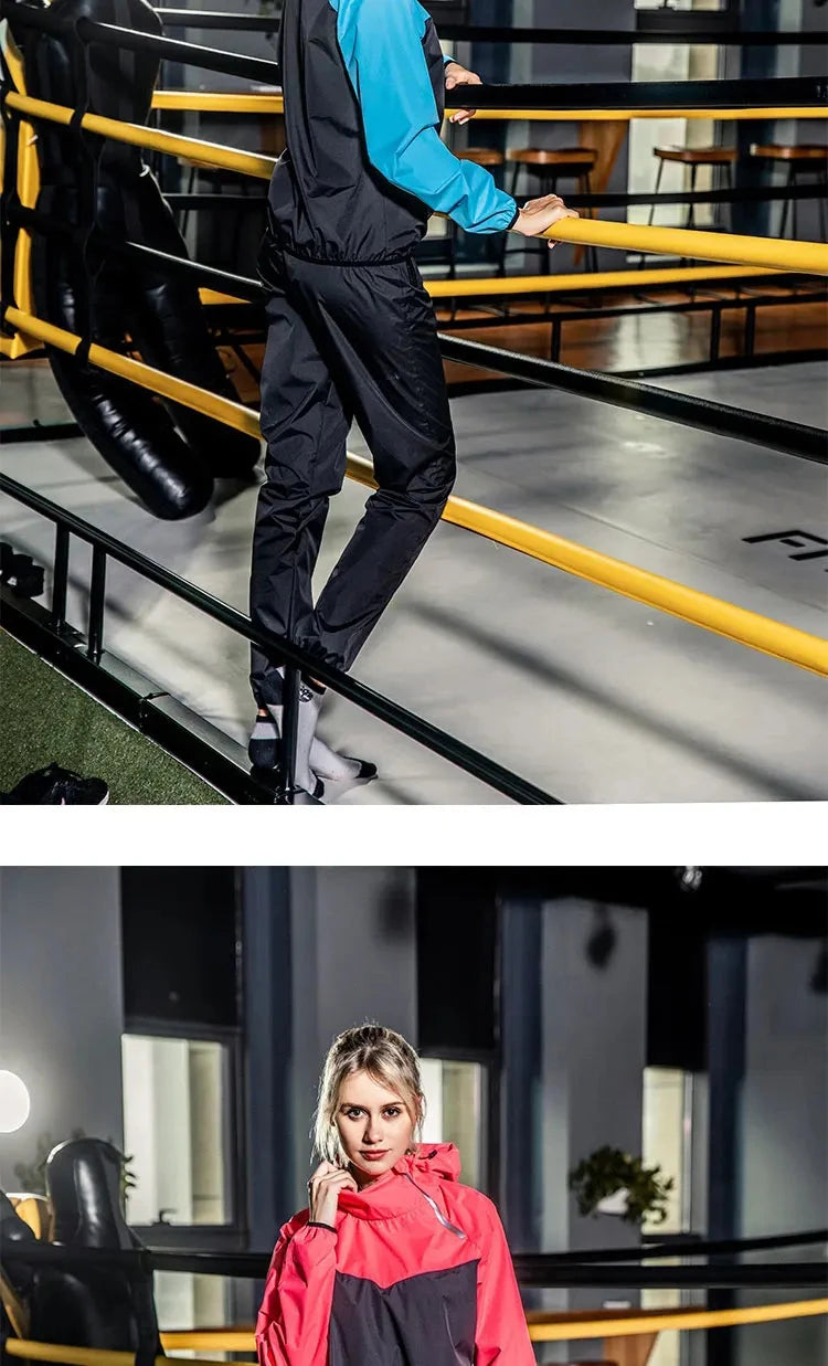 Sauna Suit Women Gym Clothing Set Men Pullover Hoodies Tops Running Fitness Exercise Sportswear Weight Loss Sweating Sports Suit